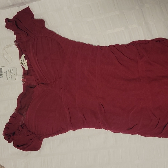 MBoutique Red Ruch Dress - Picture 3 of 3